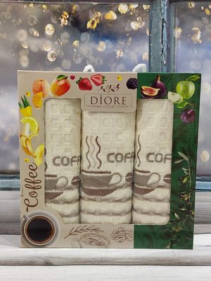 Diore Cofe 40х60см., 3 шт/уп., кухонні віфельні рушники. 4247 фото