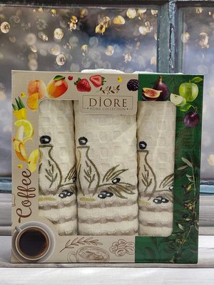 Diore Olive 40х60см., 3 шт/уп., кухонні віфельні рушники. 4249 фото