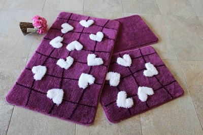 Kalbim mor набір килимків з високим ворсом. Chilai Туреччина 3071 фото