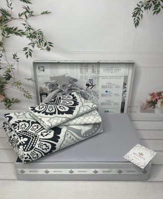 Luxury grey постільна білизна з натуральної бавовни. Євро розмір. Belizza Туреччина. 3801 фото