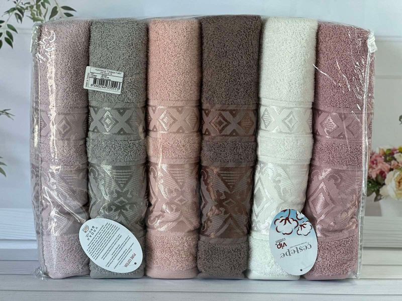 Vip cotton Falfa махрові рушники 70х140см., 6 шт/уп. CestepeТуреччина. 6177 фото