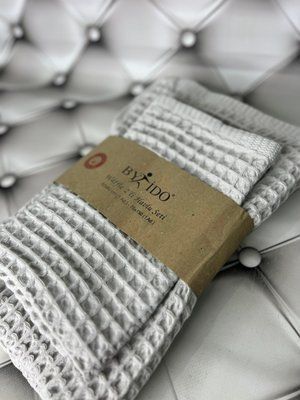 Вафельні рушники 2в1 By İdo gri 100% бавовна, Туреччина 2553 фото