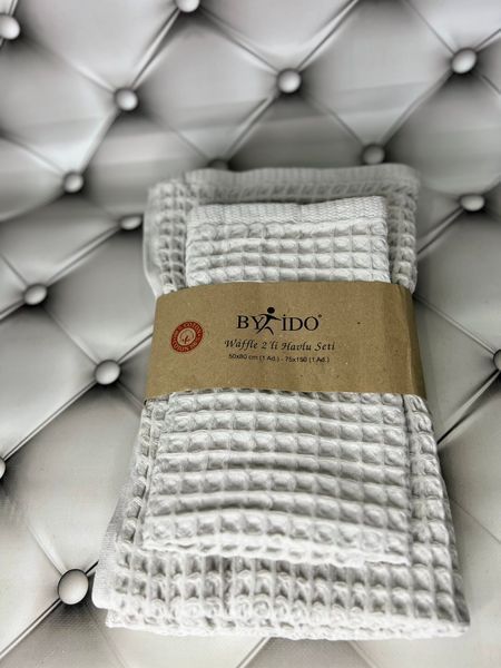 Вафельні рушники 2в1 By İdo gri 100% бавовна, Туреччина 2553 фото