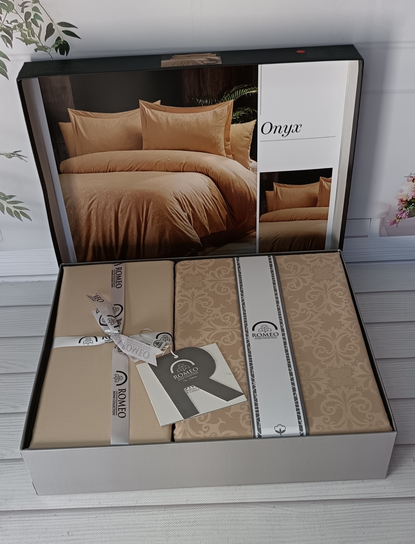 Комплект постільної білизни Romeo Onyx жаккардова постіль, євро