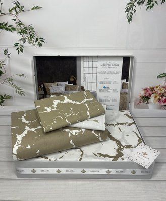 Mercer beige постільна білизна з натуральної бавовни. Євро розмір. Belizza Туреччина. 3305 фото