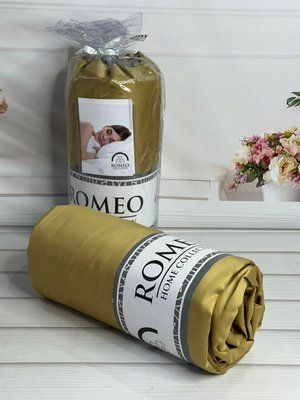 Duz sari 180х200см., сатинове простирадло на резинці. RomeoТуреччина. 5707 фото