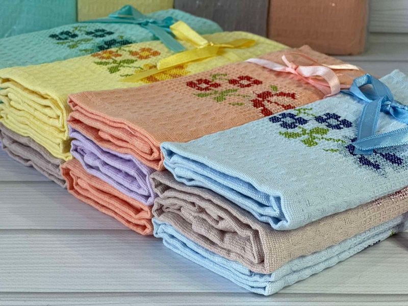 Suvari renkli вафельні рушники 40х60см., 12 шт/уп 5612 фото