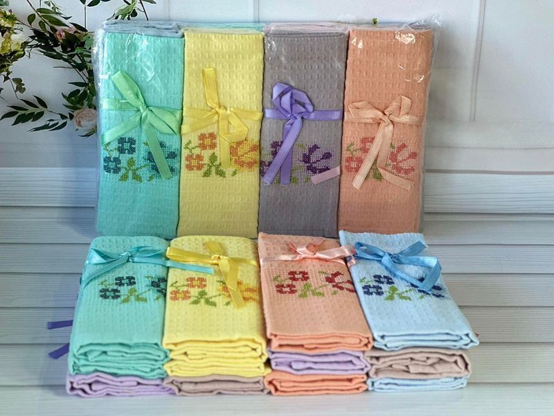 Suvari renkli вафельні рушники 40х60см., 12 шт/уп 5612 фото