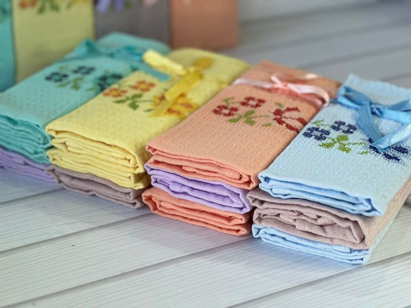 Suvari renkli вафельні рушники 40х60см., 12 шт/уп 5612 фото
