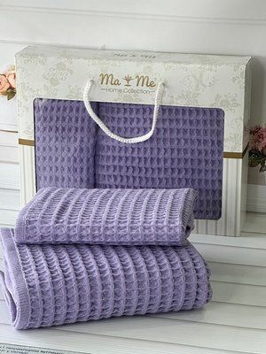 MaMe manhetten lila 2в1 вафельні рушники (баня+обличчя). Туреччина  5489 фото