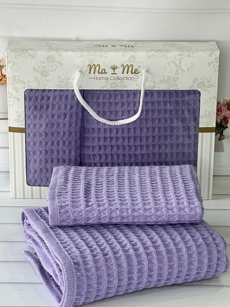 MaMe manhetten lila 2в1 вафельні рушники (баня+обличчя). Туреччина  5489 фото