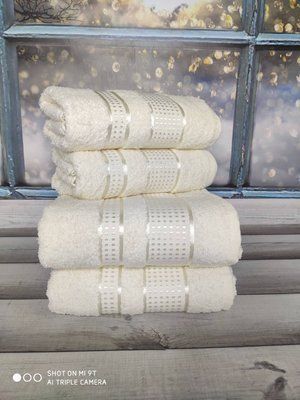 MaMe Krem 50x90 см.+70х140 см., 4 шт/уп. Рушники баня + обличчя. Бавовна. 3965 фото