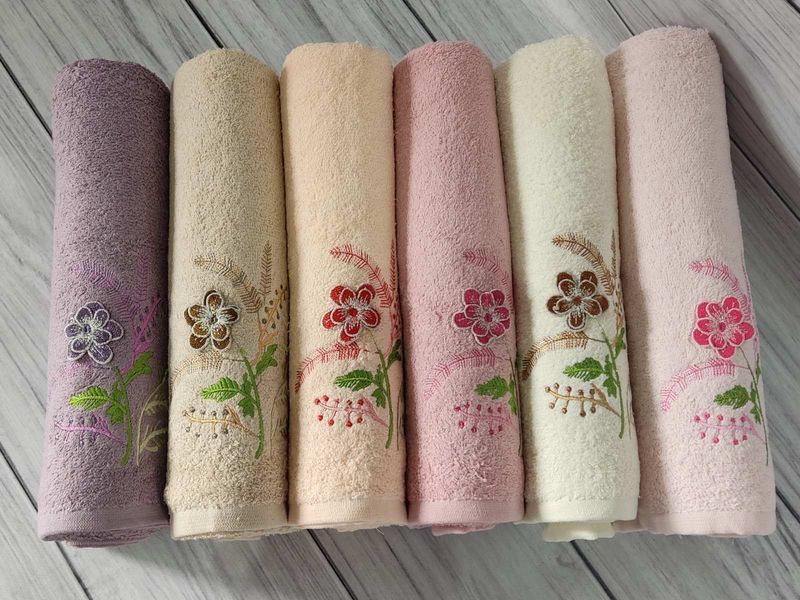 3D Flowers 70х140см., 6 шт/уп. Банні махрові рушники Mame Туреччина 3245 фото