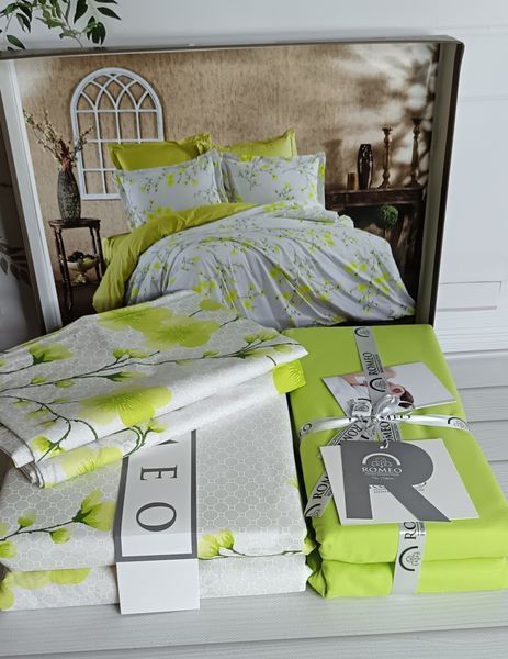 Poplin Sakura yesil постіль з поплин. Євро розмір. Romeo home Туреччина. 60401 фото