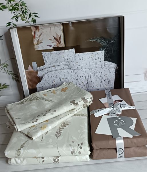 Poplin Flora kahve постіль з поплин. Євро розмір. Romeo home Туреччина. 60402 фото