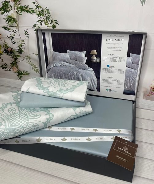 Lisle mint Сатиново постільна білизна. Євро розмір. Туреччина Belizza 88387 фото