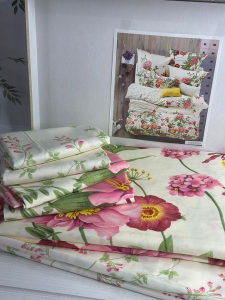 16FHX329 сатинова постільна білизна, євро розмір. Word of dream. 5935-1 фото