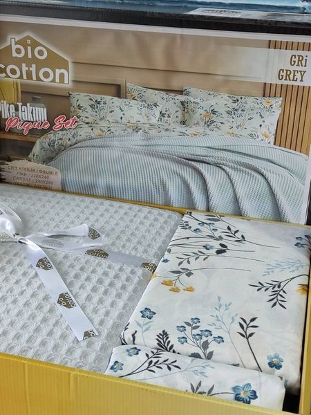 Gri Літній набір з вафельним покривалом. Bio Cotton Туреччина 4535 фото