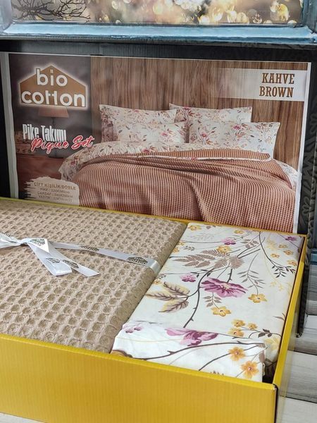Kahve Літній набір з вафельним покривалом. Bio Cotton Туреччина 4531 фото
