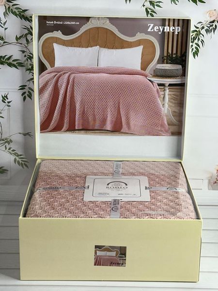 Zeynep persik в'язаний акріловий плед. Romeo Home Туреччина. 5651 фото